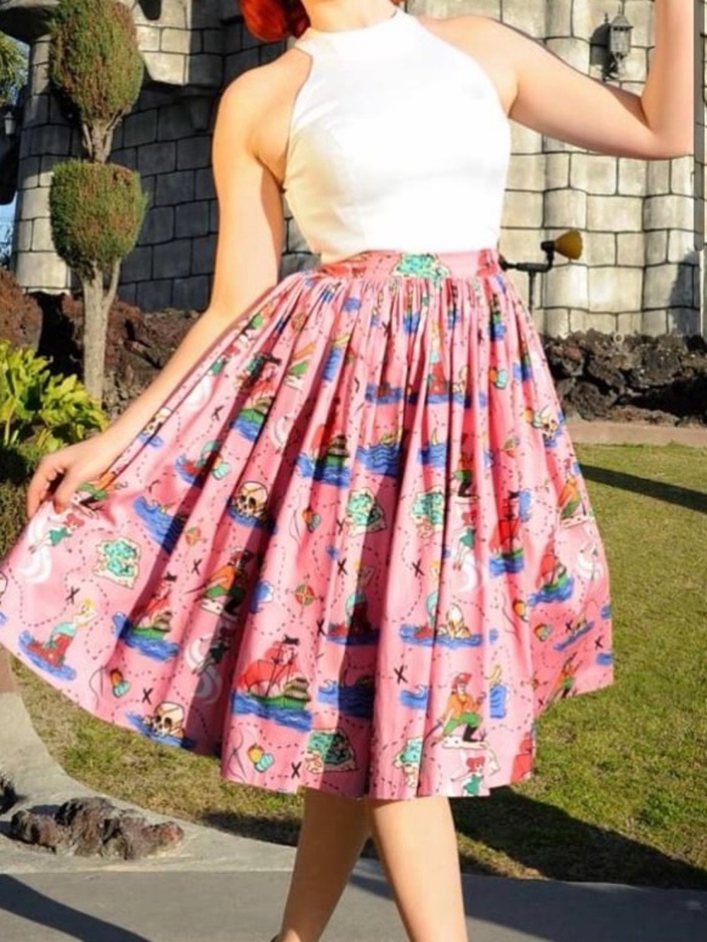 Pinup Couture Disney Neverland Print by Micheline Pitt Jenny Swing Skirt S NWOT
